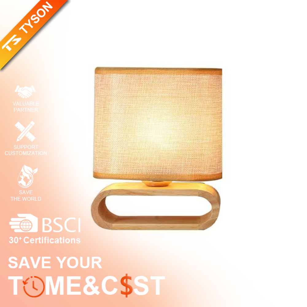 This is a Nordic minimalist style wooden table lamp, featuring a curved solid wood stand paired with a linen fabric lampshade. It emits soft and warm light, serving both lighting and decorative purposes, suitable for bedroom nightstands, living room side tables, studies, homestay guest rooms and other scenarios.