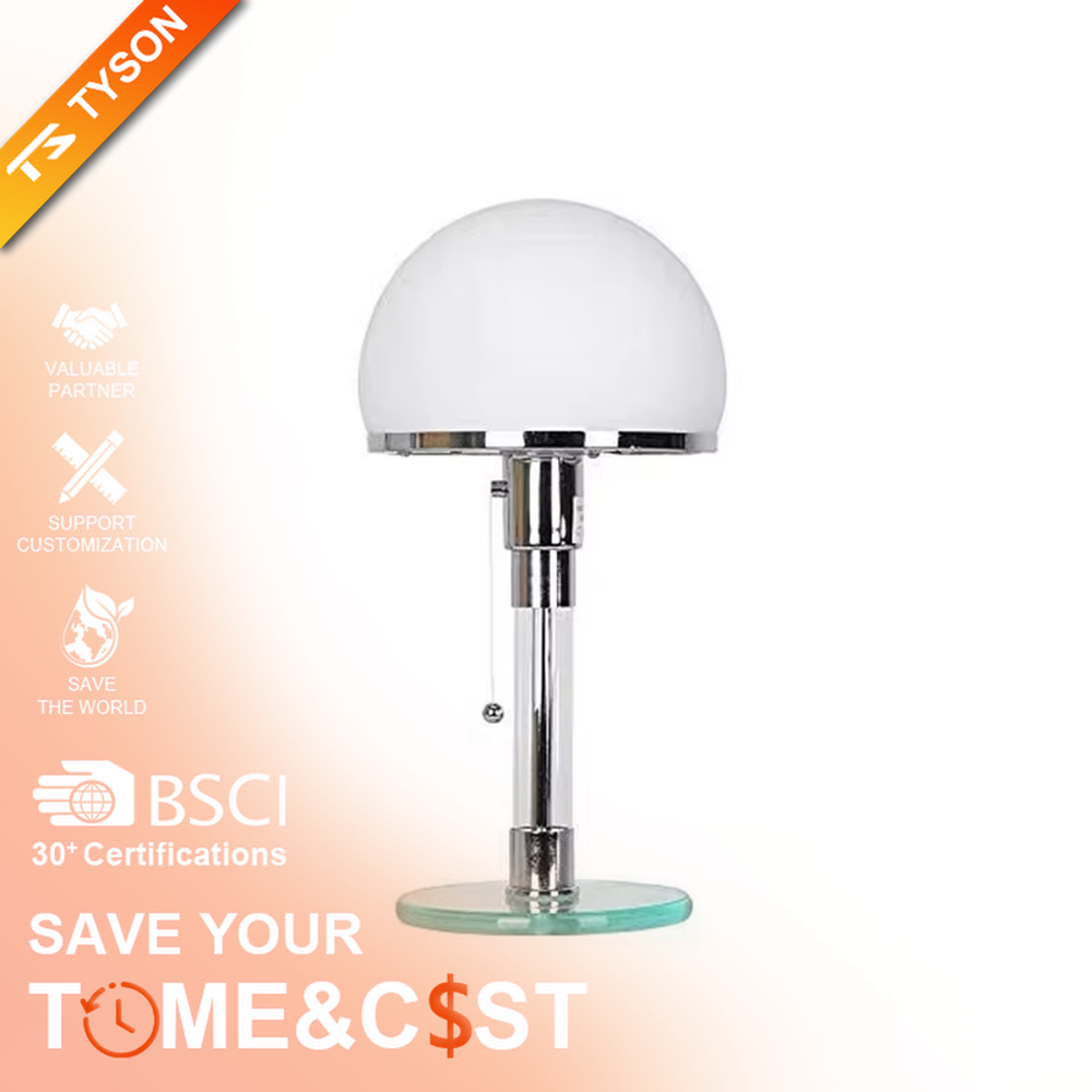 Retro minimalist spherical frosted glass lampshade transparent glass pole table lamp (metal accessories + glass base), warm light effect, creating a fresh and cozy atmosphere.