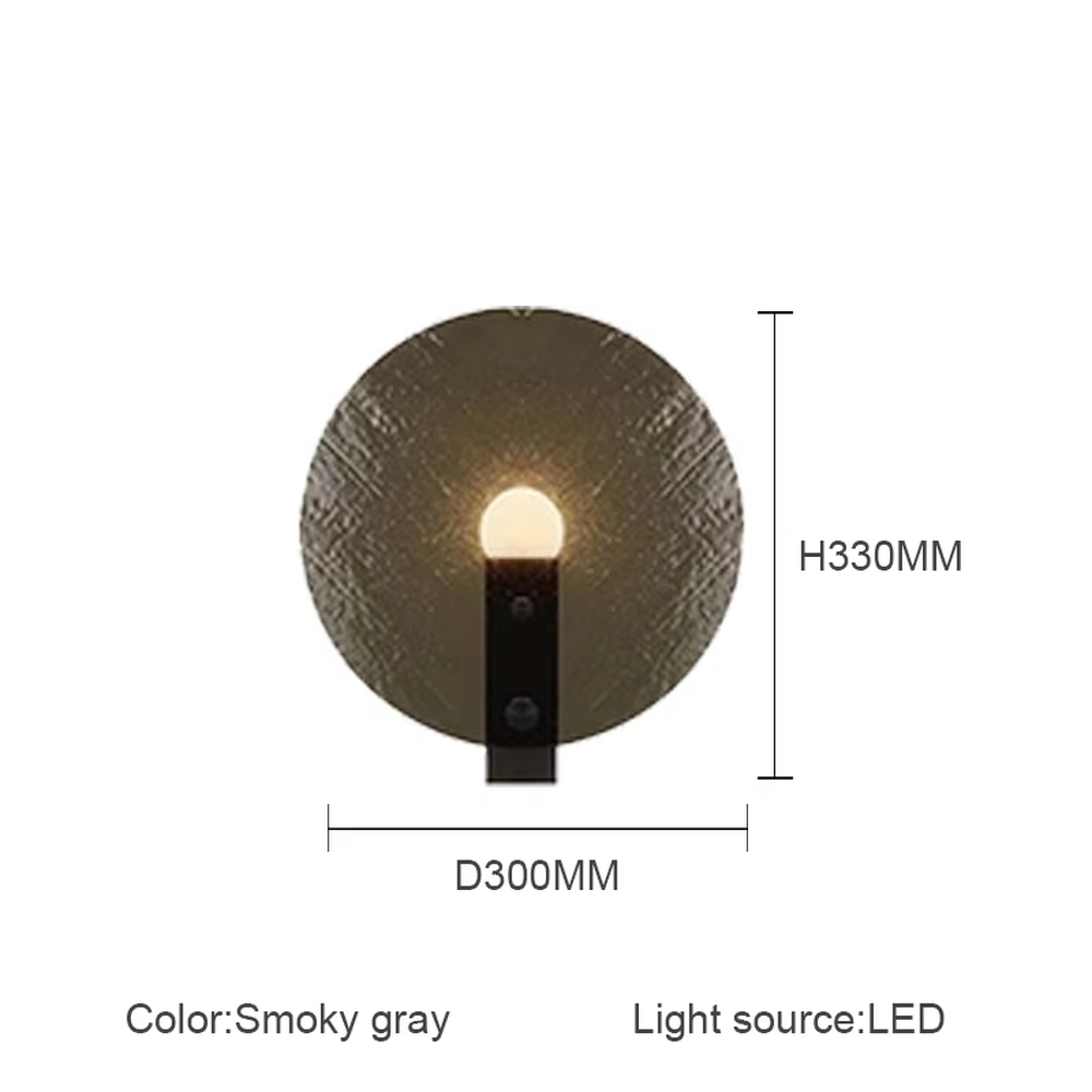 Art semi-transparent round plate table lamp (dual-texture + spherical light source), warm light effect, creating a cutting-edge minimalist artistic home atmosphere.