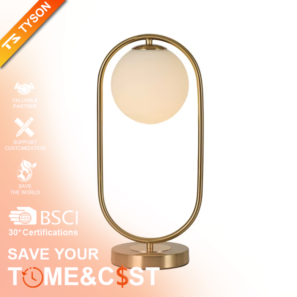 Modern minimalist oval-frame spherical table lamp, with a black metal oval frame paired with a milky white luminous bulb, emitting soft and even light, combining decorativeness and practicality, suitable for lighting and decoration in spaces such as bedroom nightstands, living room side tables, and office desks.