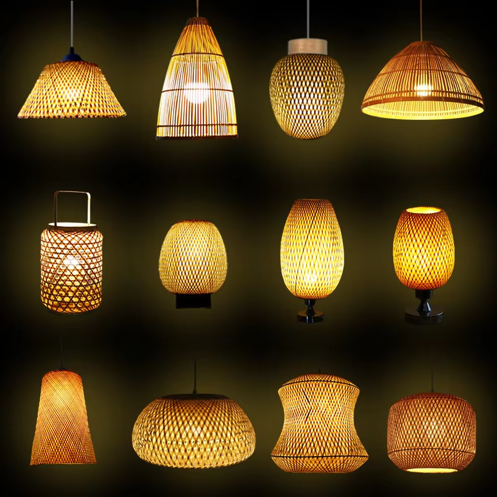 Japanese wabi-sabi style bamboo woven table lamp, hand-woven mesh lampshade paired with solid wood base, available in egg/water drop shapes, soft and warm light, designed to enhance the natural healing atmosphere of spaces, suitable for bedroom nightstands, homestay guest rooms, tea rooms, zen spaces, etc.