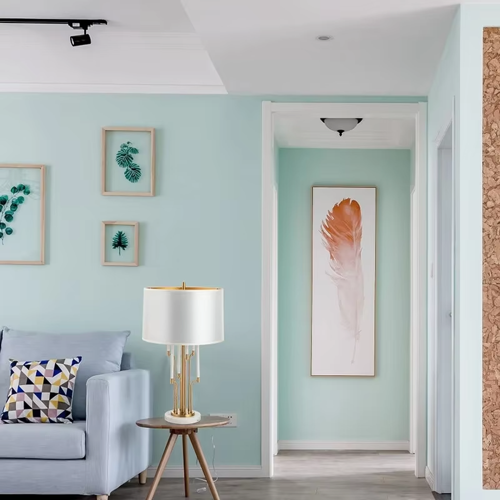 Light luxury golden multi-rod shaped table lamp, white fabric gold-edged lampshade + golden multi-rod stand + white-gold base, soft warm light, creating a high-end light luxury bedroom atmosphere.