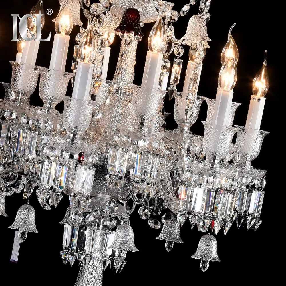 This is a European court luxury crystal floor lamp, made of full crystal material, with multi-layer crystal ornaments and candlestick-shaped lamp heads, featuring a brilliant and luxurious design with strong court luxury texture. It is used for space lighting and decoration, creating a high-end luxurious atmosphere. It is suitable for villa living rooms, high-end hotel banquet halls, European-style clubs and other places.