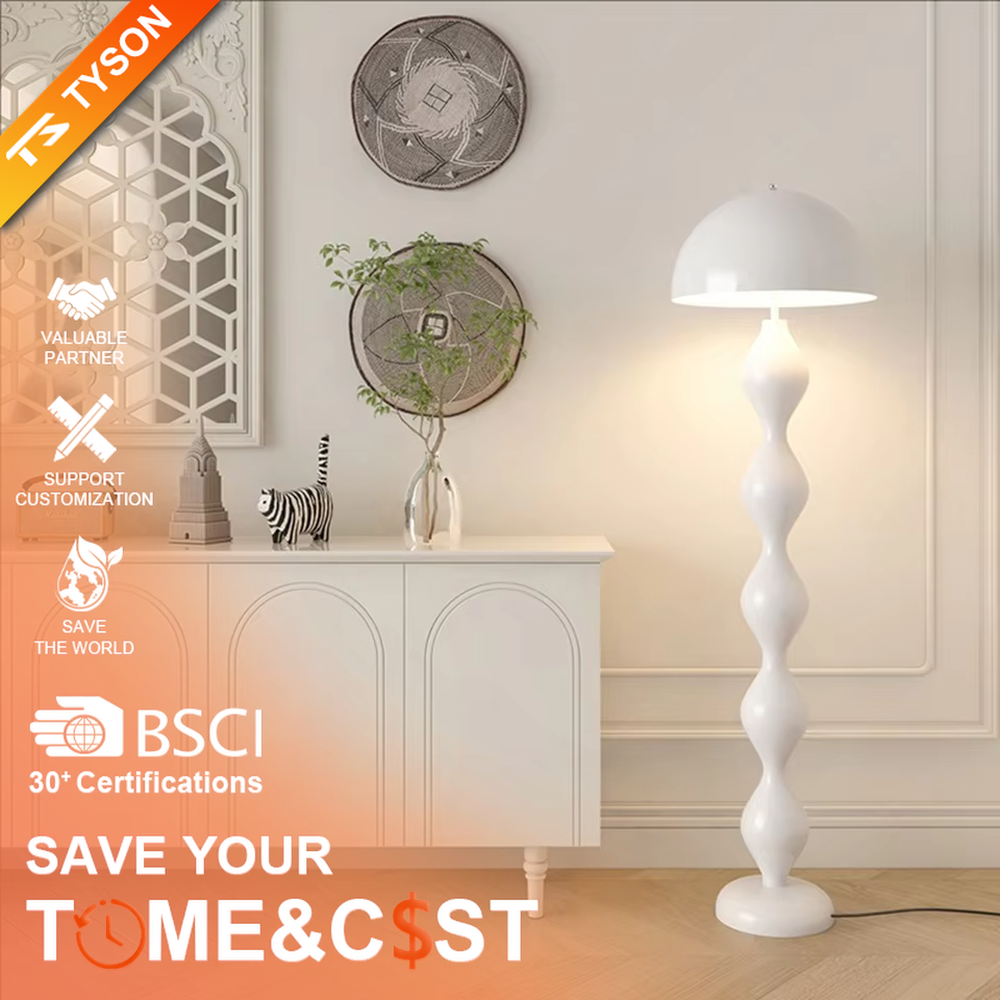 This is a modern artistic floor lamp with an olive green wavy lamp pole and a dome lampshade, featuring a unique and dynamic design. It is used for space lighting and decoration, creating a warm and artistic ambiance. It is suitable for modern home bedrooms, living rooms, characteristic homestays, art apartments and other places.