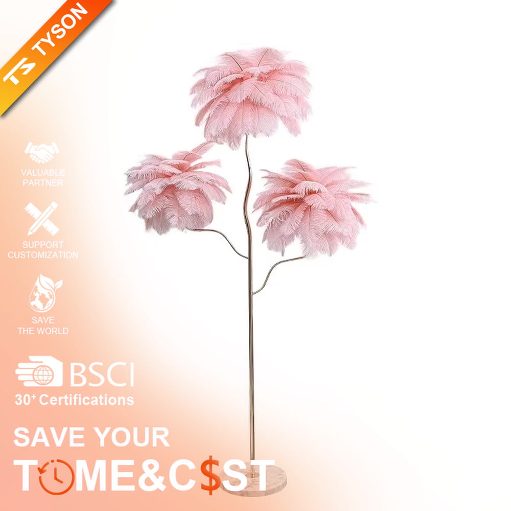 This is a light luxury soft feather-shaped floor lamp, equipped with three white feather lampshades, paired with a golden curved lamp pole and a marble base. The design is gentle and elegant, with soft and hazy lighting through the feathers. It is used for space lighting and decoration, creating a warm and soft light luxury atmosphere. Suitable for light luxury-style living rooms, bedrooms, internet-famous homestays and other places.