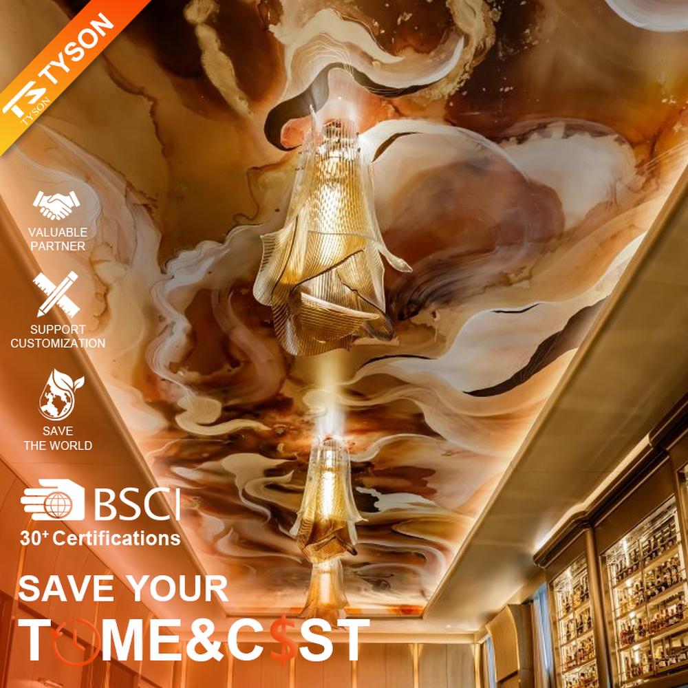 This modern light luxury art chandelier is made of metal mesh/acrylic material with a layered streamlined shape, hanging down like flowing fabric. Warm light passes through the material to emit a soft and transparent halo, serving both lighting and decorative purposes, suitable for high-end commercial spaces such as luxury restaurants and clubs.