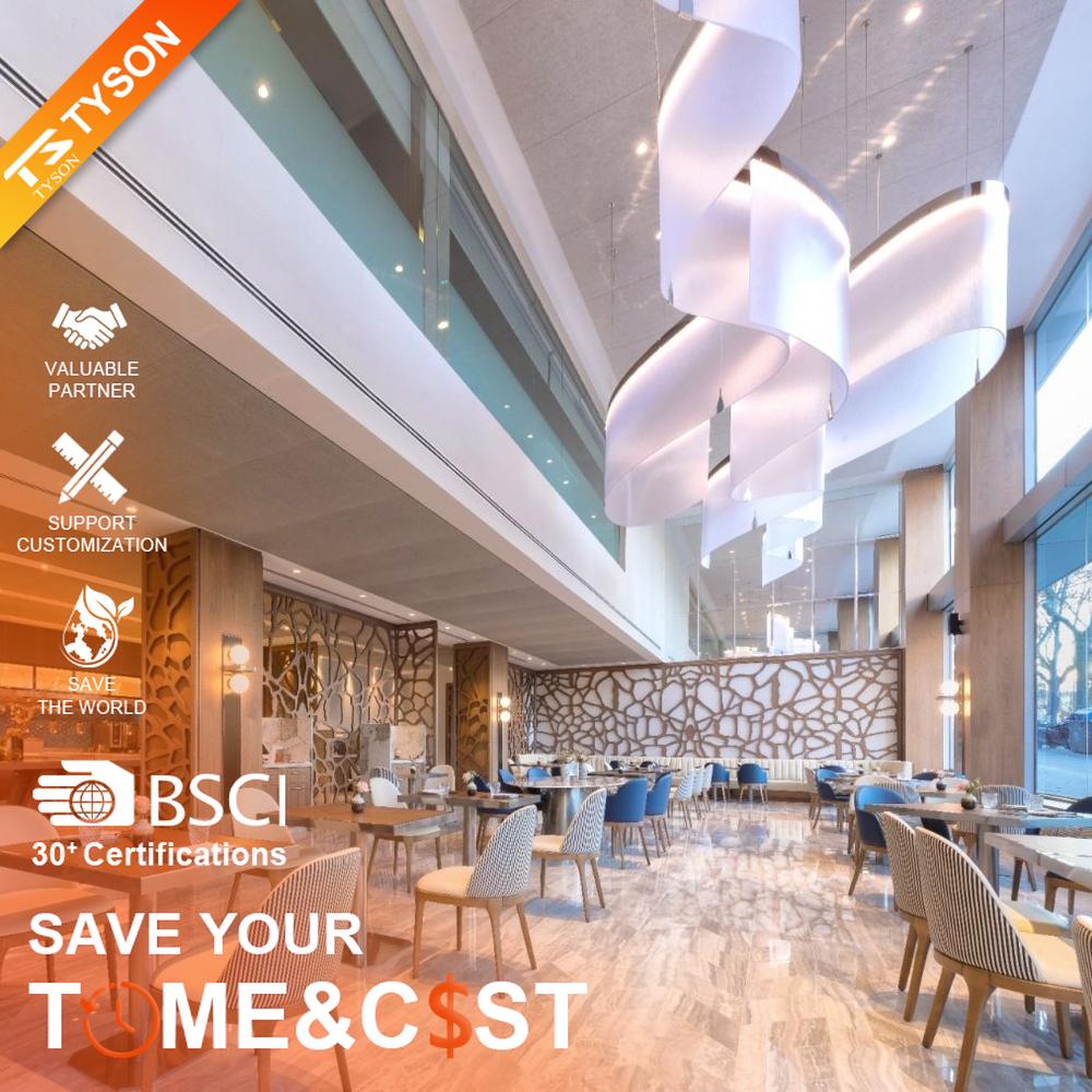 This is a modern minimalist large layered chandelier, crafted with white fabric/acrylic to create a rounded lantern shape, hung in a staggered multi-layer arrangement, with soft and uniform light, featuring both decorative and lighting functions, ideal for high-end restaurants, hotel lobbies and other commercial spaces.