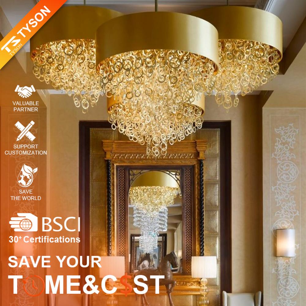 This light luxury gilded curled wire chandelier is made of woven metal wire into a hollow, curled and layered shape, with warm light refracting a luxurious halo through the texture, serving both lighting and decorative purposes, suitable for high-end luxury spaces such as hotel lobbies and clubs.