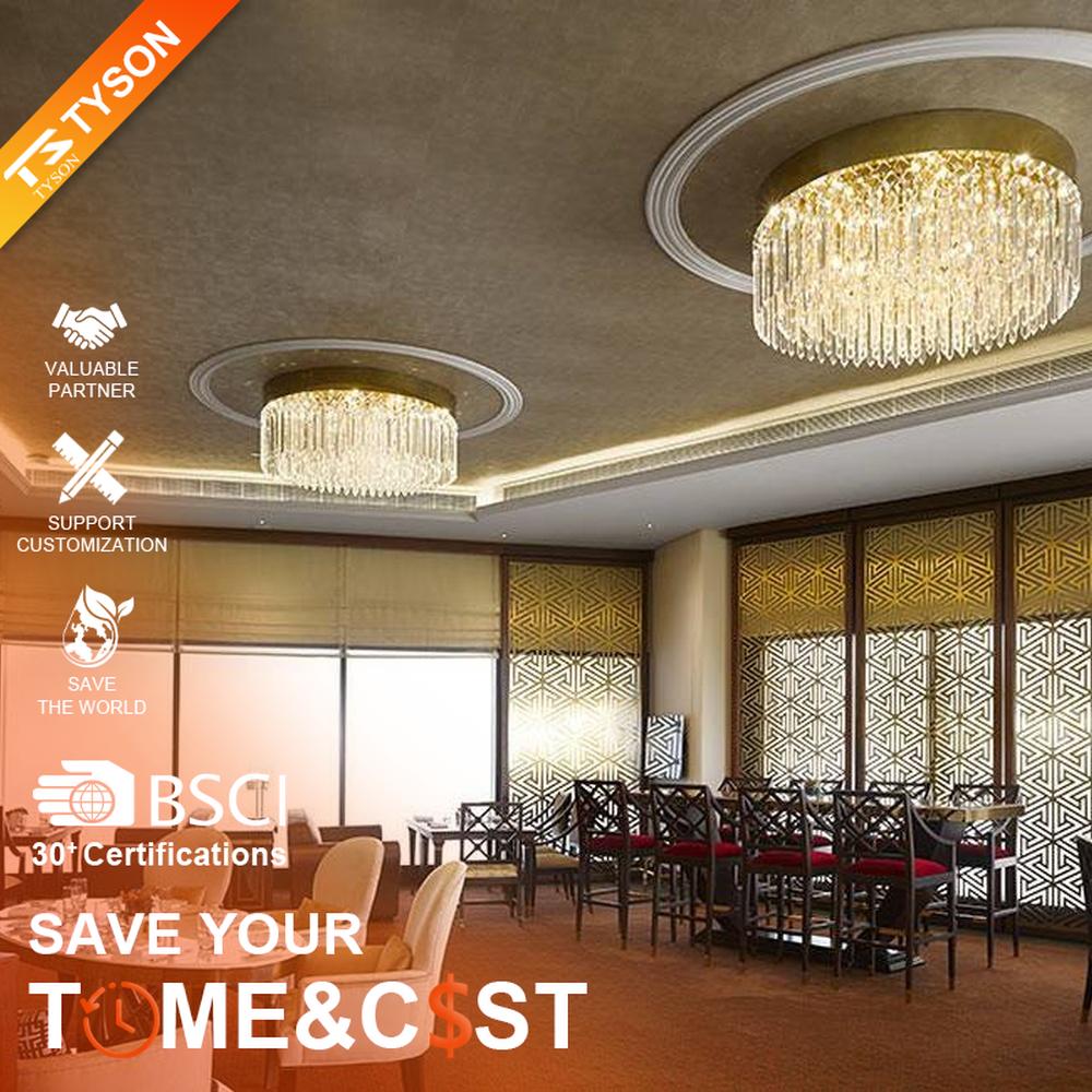 This light luxury round tassel crystal ceiling lamp features a circular drooping shape made of a metal frame and multi-layer faceted crystal strips, with light refracting a brilliant halo through the crystals, serving both lighting and decorative purposes, suitable for high-end luxury spaces such as hotel lobbies and clubs.