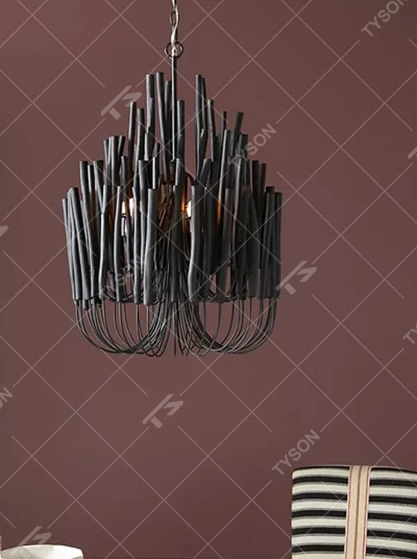 This is a natural-style wooden spherical chandelier, woven into a spherical shape with multiple wooden strips, featuring a simple and rustic design full of natural charm. It is used for space lighting and decoration, creating a warm and natural ambiance. It is suitable for Nordic-style home living rooms, homestay guest rooms, pastoral-style restaurants and other places.