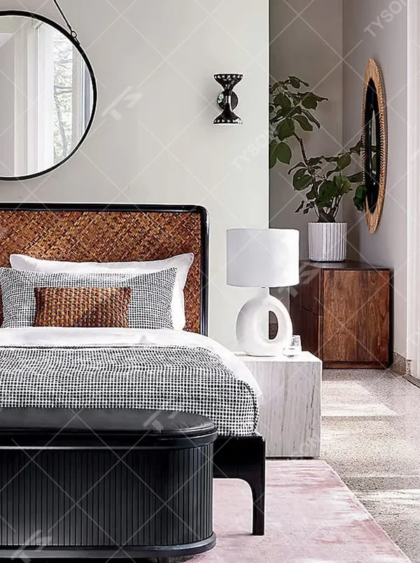 This is a modern artistic white hollow curved table lamp, with a white curved base (featuring a middle hollow design) paired with a white cylindrical lampshade. It has a minimalist artistic style and soft warm lighting.