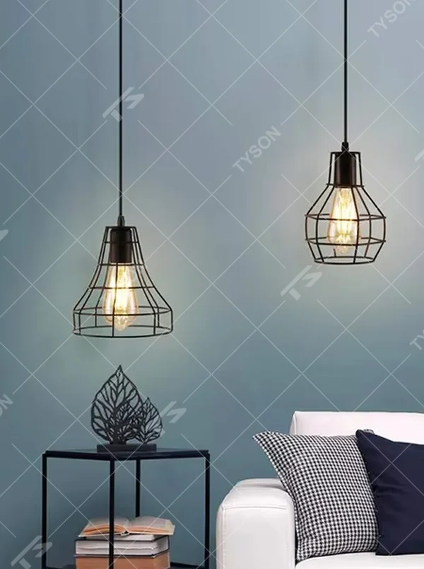 Industrial style iron mesh chandelier set, with black metal frames and pink/white cement texture tops, embedded with retro Edison bulbs, available in multiple shapes, designed to enhance the personalized atmosphere of spaces, suitable for restaurant bars, coffee shops, industrial style home and commercial spaces