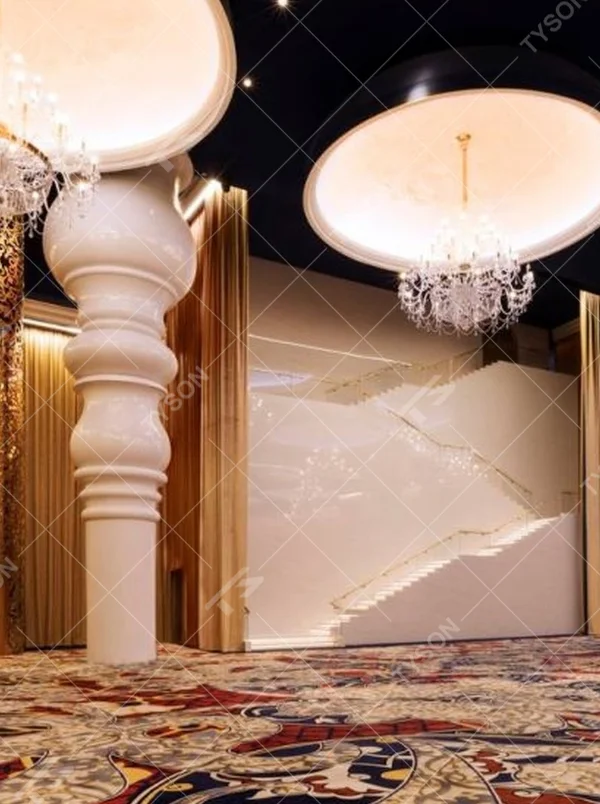 European Luxury Recessed Crystal Chandelier, Branch structure made of transparent K9 crystal embedded in a circular luminous ceiling, serves both lighting and decorative purposes, ideal for high-end banquet halls, luxury wedding venues, star hotel lobbies and other large public spaces.