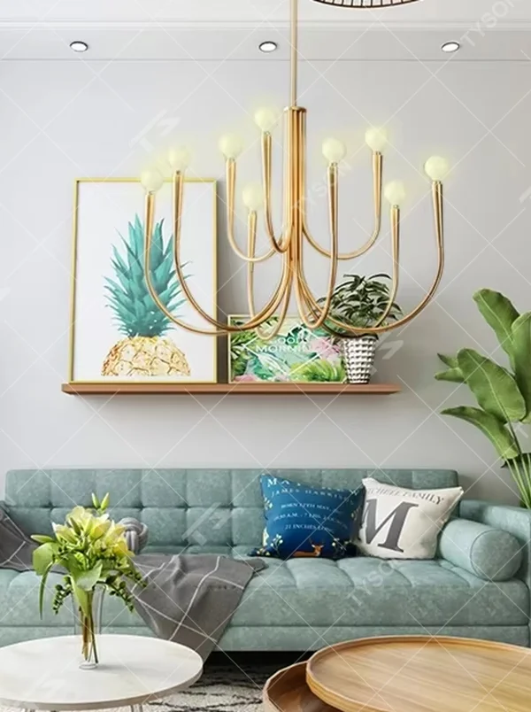 This modern minimalist curved-arm chandelier features a black matte metal frame with 6 fluid, staggered curved arms and milky white spherical lampshades, creating an elegant and layered look. When lit, it emits soft and even light, combining design appeal with an ambient atmosphere. Ideal for living rooms, dining rooms, bedrooms, and other spaces, it adds an exquisite and soft touch to modern minimalist, Nordic, or industrial-style home environments.
